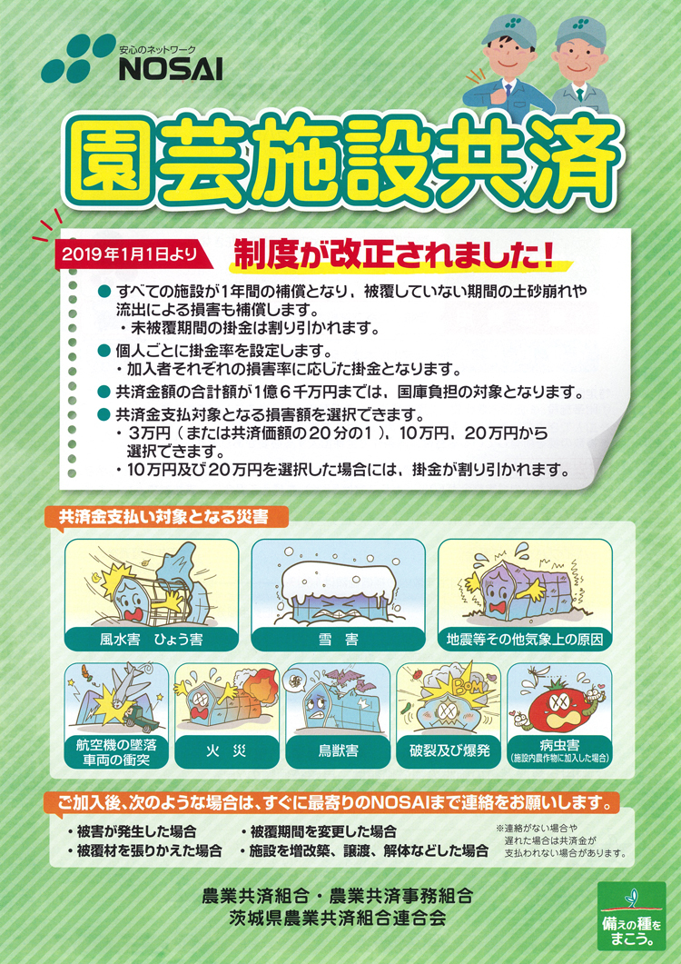 NOSAI/茨城県西農業共済組合(NOSAI茨西) 園芸施設共済 NOSAI/茨城県西農業共済組合(NOSAI茨西) 園芸施設共済